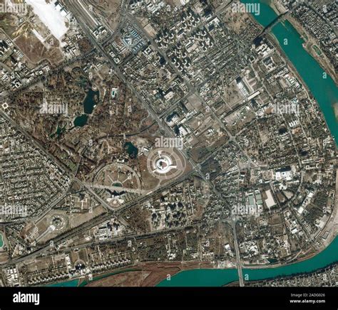 Baghdad, Iraq. Satellite image of Baghdad, the capital city of Iraq and the Baghdad Province ...