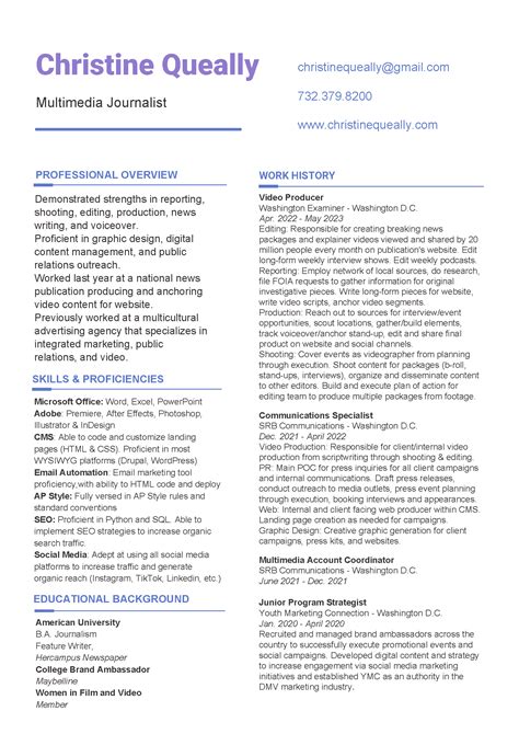 Resume — Christine Queally