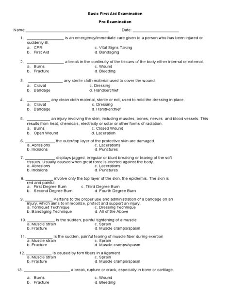 Image result for First Aid Exam Questions