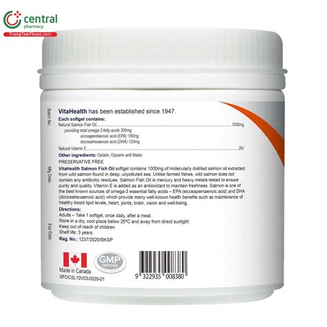 Thuốc VitaHealth Salmon Fish Oil 100 viên - Ngừa xơ vữa động mạch