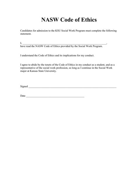 Image result for NASW Code of Ethics Examples