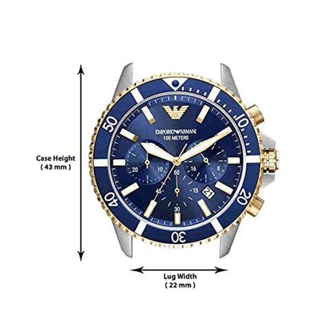 Buy Emporio Armani Mens 43 mm Blue Dial Stainless Steel Chronograph ...