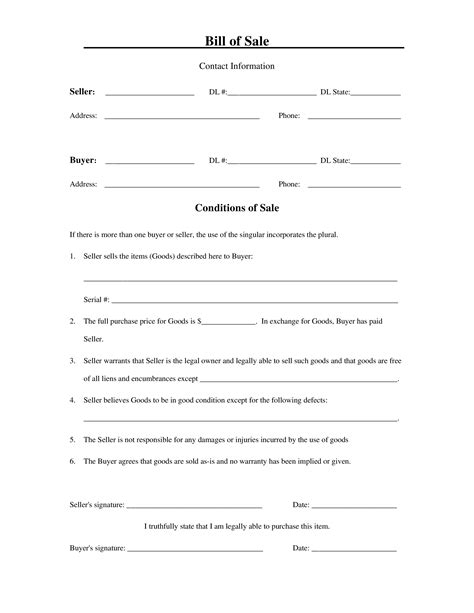 Bill Of Sale In Spanish Template - Printable Word Searches