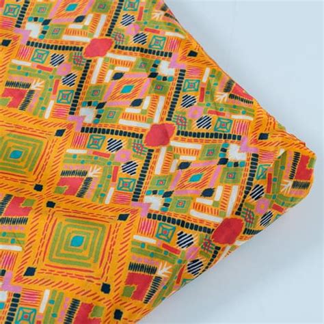 Premium Mustard Colour Pure Crepe Tribal Digital Printed Fabric Fabric ...