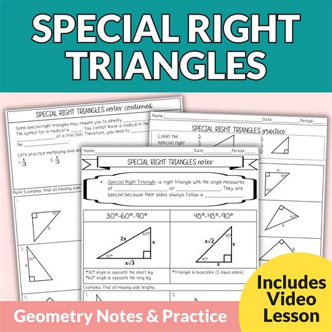 Special Right Triangles Worksheets Special Right Triangles Worksheet