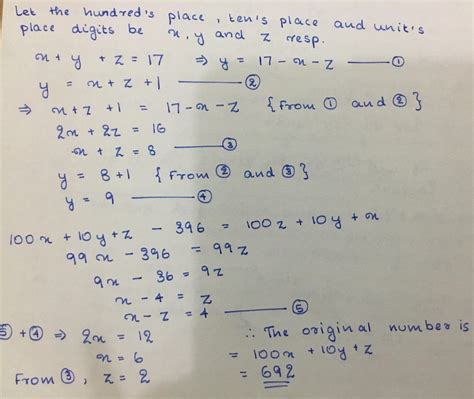 a number consists of three digits whose sum is 17 the middle one ...