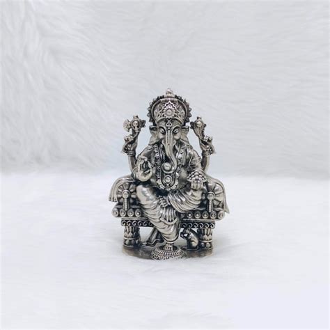 Buy quality Hallmarked silver ganesh idol in high antique finish made ...