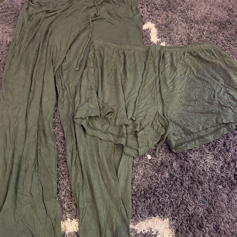 green pajama pants and shorts - Depop