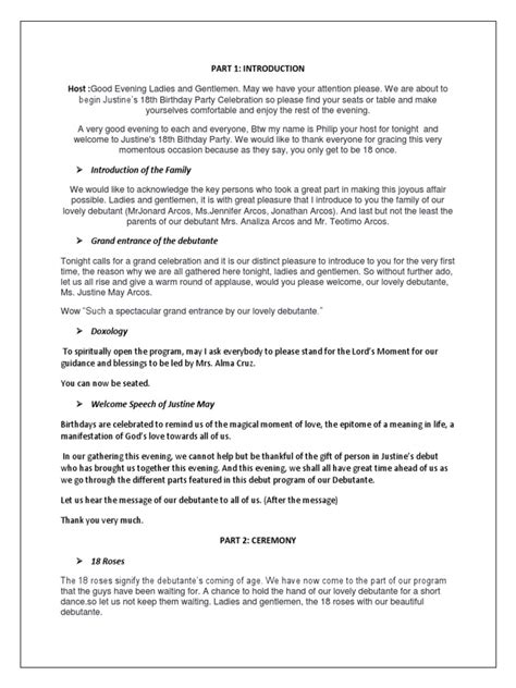 Image result for Example of Debut Program Script