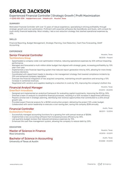 Image result for Controller Resume Examples