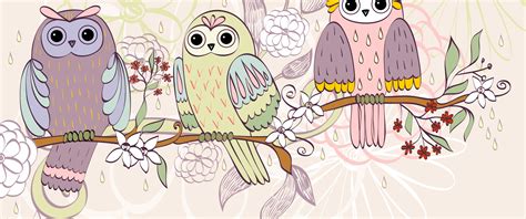 Download wallpaper flowers, birds, branch, texture, owls, section ...