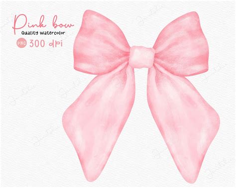 Pink Coquette Bow Watercolor PNG clipart, Hand Painted Vintage Pastel ...