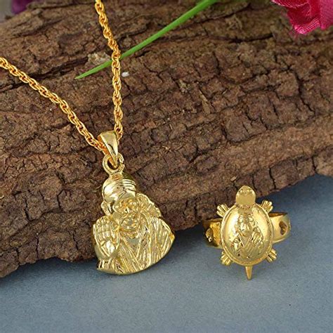 Buy Memoir Brass1 Micron Gold forming Combo of Saibaba Pendant with ...
