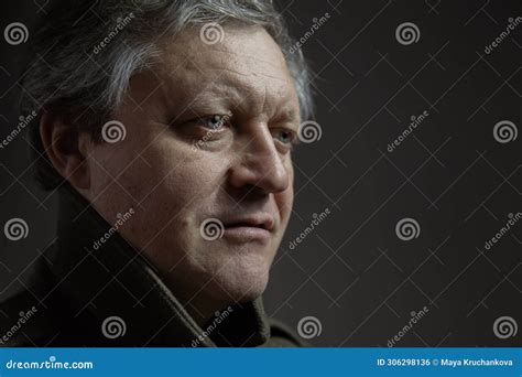 Close Up Portrait Mature Man in Military Overcoat Stock Photo - Image ...