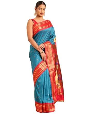 Buy Varkala Silk Sarees Women's Maharani Paithani Soft Silk Saree With ...