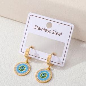 Stainless Steel Gold/Rosegold Plated Evil Eye Hoops Earring – Tarohi ...