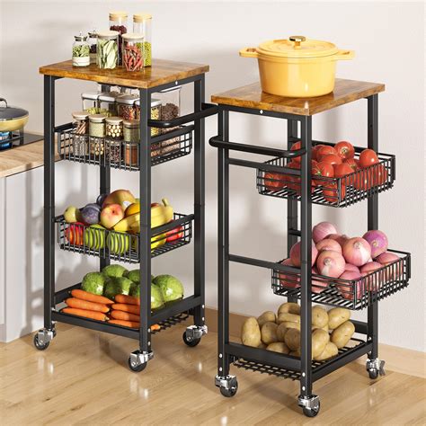Buy Fruit Basket for Kitchen Pantry Organizers - 4 Tier with Wheels ...