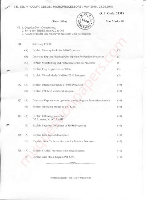 Exam May 2018, questions - T. SEM V / COMP / CBSGS / MICROPROCESSORS ...