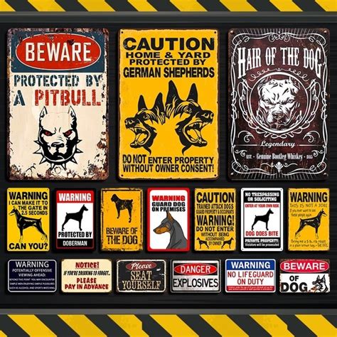 Hair Of The Dog Caution Posters Vintage Tin Sign Retro Metal Plaque for Cafe Pub House Outdoor ...