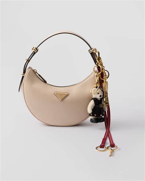 White Teddy Bag Charm With Metal Ring | PRADA
