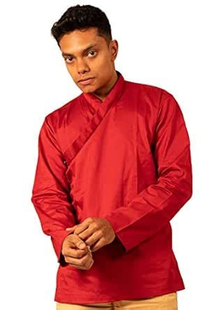 Reena Rose Dass Wuwei Overlap Shirt for Men (Warm Red, XL) : Amazon.in ...