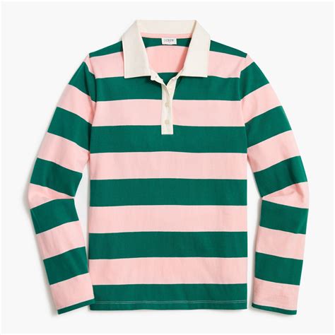 Factory: Long-sleeve Rugby Stripe Polo Shirt For Women