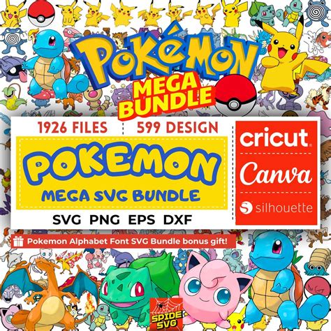 Buy Pokemon SVG Bundle Mega, Pokemon Font Svg, Digital Download Pikachu ...