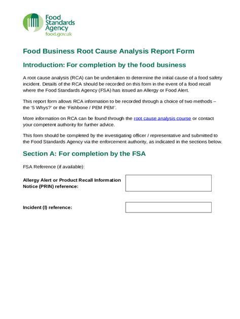 Food business root cause analysis report Doc Template | pdfFiller
