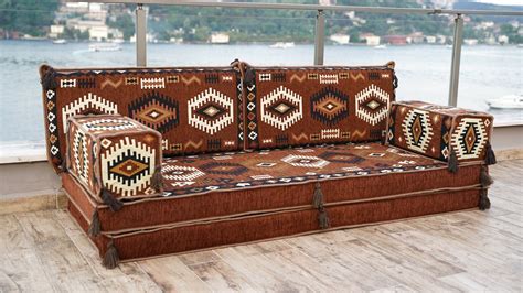 Brown Turkish Floor Sofas, Ethnic Cushions, Window Seat, Single Sofa S ...