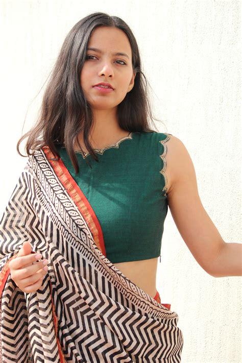 Green Scallop Embroidered Blouse - Mogra Designs