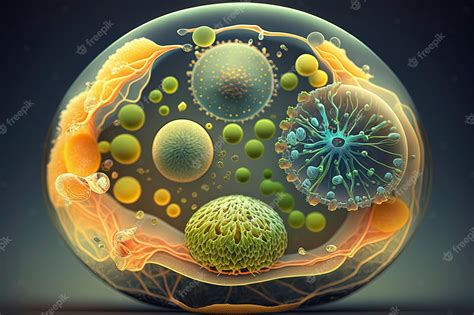 박테리아 세포의 의료 삽화, 창조적 인공 지능 | 프리미엄 사진