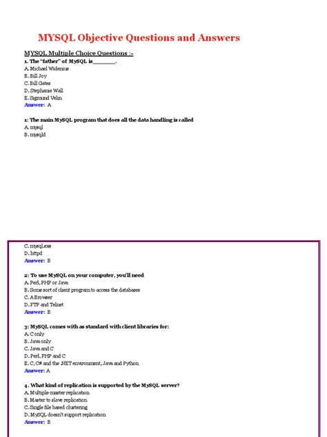 Image result for SQL Objective Questions and Answers