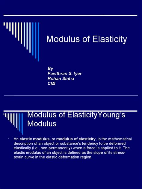 Image result for Modulus of Elasticity Examples
