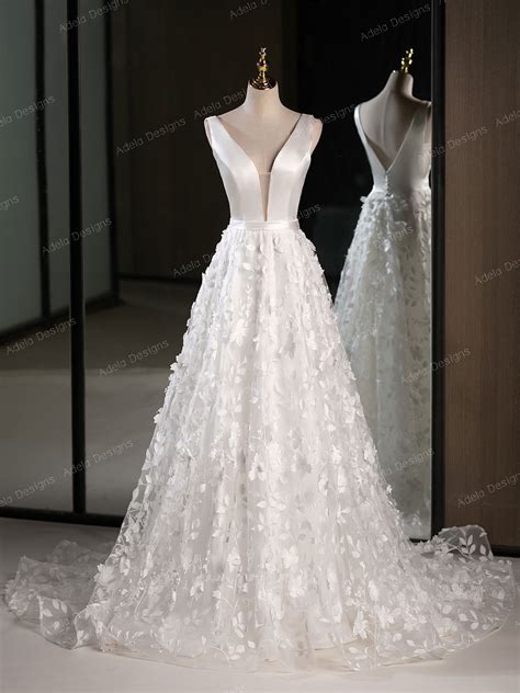 A-line Satin Lace Wedding Dress – Adela Designs