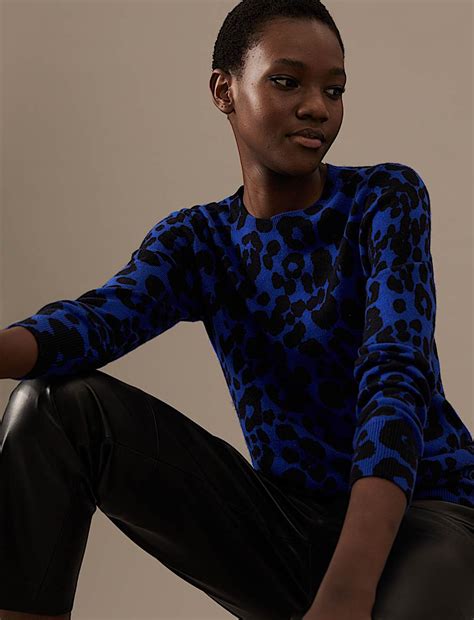 Buy Pure Cashmere Animal Print Jumper at Marks & Spencer
