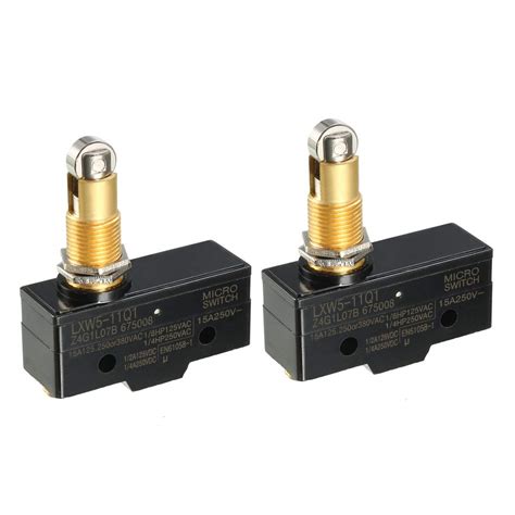 uxcell 2PCS LXW5-11Q1 1NO + 1NC Panel Mount Roller Plunger Micro Limit ...