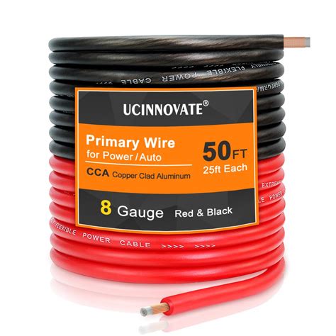 0 Gauge Wire 10 Gauge CCA Wire Kit (50ft Red+50ft Black) With Terminals ...