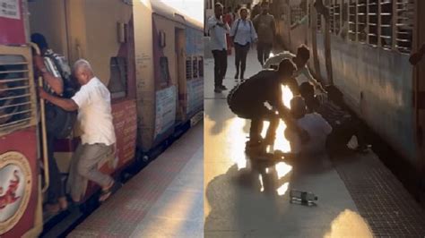 Elderly man falls off while boarding moving train, video goes viral