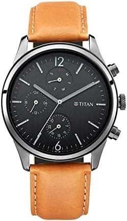 Titan Octane Hyper Lume Black Dial Quartz Multifunction Leather Strap ...