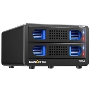 CENMATE 2 Bay RAID Hard Drive Enclosure with Fan for 2.5/3.5 Inch SATA ...