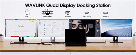 WAVLINK USB-C Docking Station 7-in-1 Quad Monitor Support