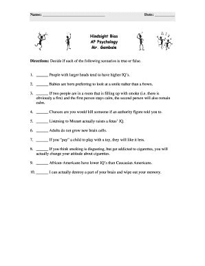 Fillable Online mail mhrd k12 nj Hindsight Bias Worksheet - Morris ...