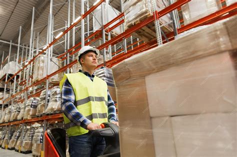 Wholesale, logistic, loading, shipment and people concept - man or ...