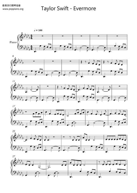 Taylor Swift-Evermore Sheet Music pdf, - Free Score Download ★