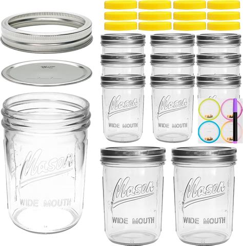 Amazon.com: [12 pcs]16 oz Mason Jars,Glass Jars with Lids, Airtight ...