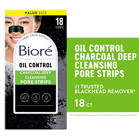 Biore Charcoal Pore Strips, Blackhead Remover, Deep Cleansing Nose ...