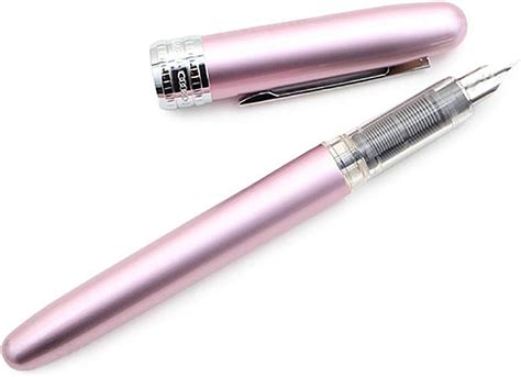 PLATINUM Plaisir Fountain Ink Pen with SS Fine Nib, Pink Barrel, Cap ...