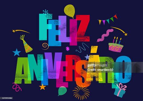 Happy Birthday In Portuguese Feliz Aniversario High-Res Vector Graphic ...