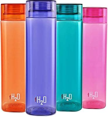 Cello India H2O Squaremate Plastic Water Bottle, 500 ml, Set of 2 ...