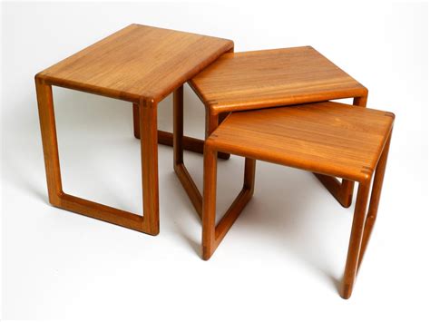Beautiful solid Mid Century set of 3 teak wood nesting tables For Sale ...